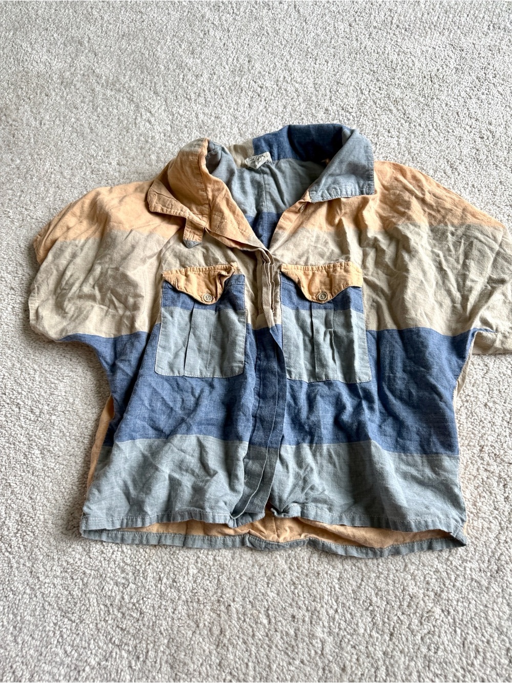 Striped Short-Sleeve Button Front